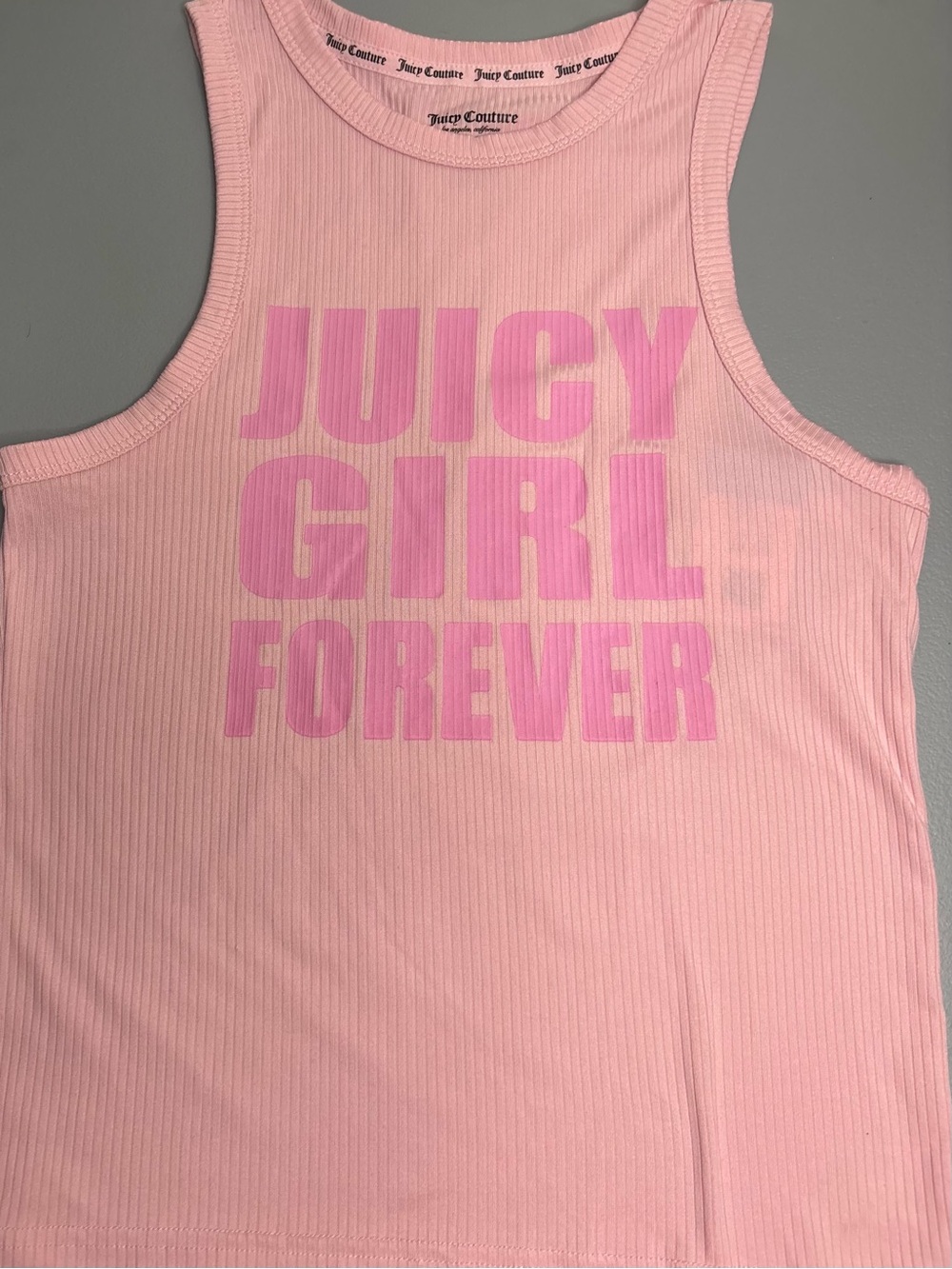 Juicy Couture Pink Ribbed 'Juicy Girl Forever' Graphic Tank
